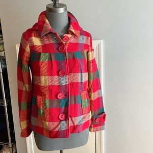 Red wool hooded jacket